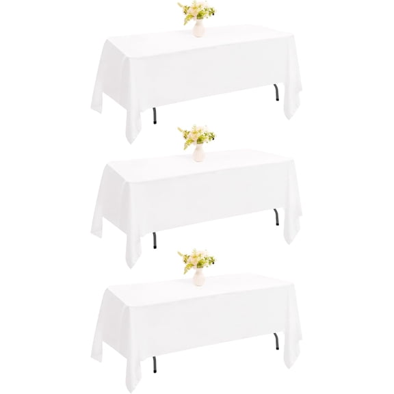 3 Pack Rectangle White Table Cloth Bulk Washable Polyester Table Cover for Wedding Dining Table Buffet Parties Banquet Decoration60x102Inch, White