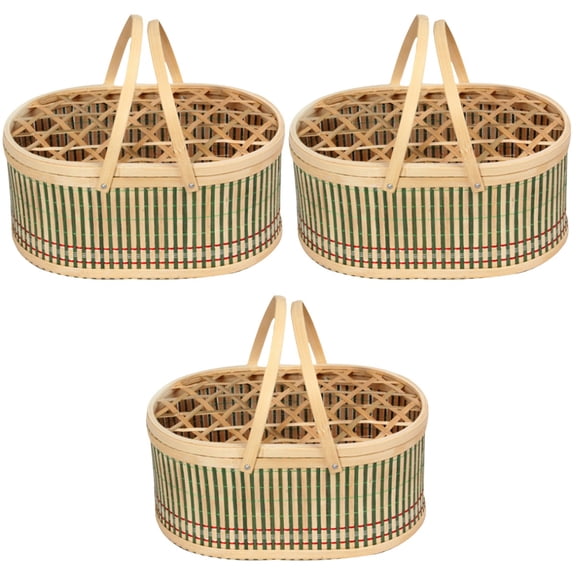 Hytrove Bamboo Egg Basket Oval Shape For And Home Decoration 3Pack
