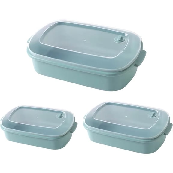 3-Pack Rectangular Food Storage Containers with Vent Hole - Plastic Salad Bowls Microwavable Food-Grade for Fridge Organization Meal Prep - Ideal for Home Kitchen Office Lunch