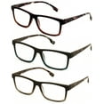 thumbnail image 1 of 3-Pack Rectangular Reading Glasses for Men – with Mosaic Pattern Temples – Full Magnification Spring Hinge Readers ZT117 +1.75, 1 of 4