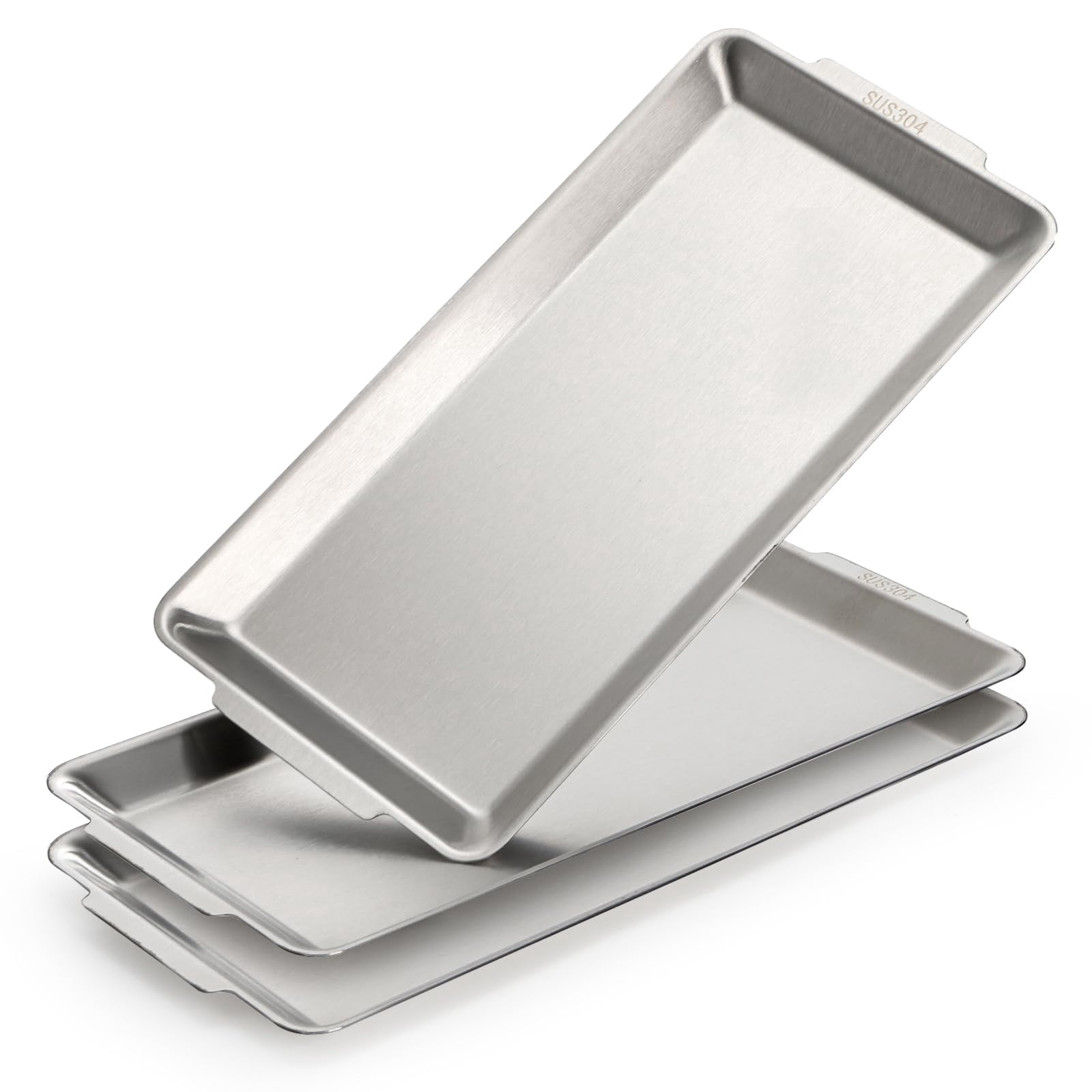 Stainless Retangular Watch 3 Pack Rectangular Stainless Steel Serving Trays 12.6