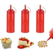 3 Pack Red Plastic Squeeze Bottles 12 oz Condiment Squeeze Bottles Multipurpose Squirt Bottle for Ketchup Oil Jam BBQ Sauce Dressing Grilling Crafts Syrup Dispensers