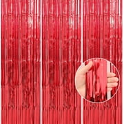 3 Pack Red Streamers Party Backdrop Christmas Decorations Backdrop Curtains Carnival Casino Theme Birthday New Year Holiday Celebration Bachelorette Party Decorations Supplies
