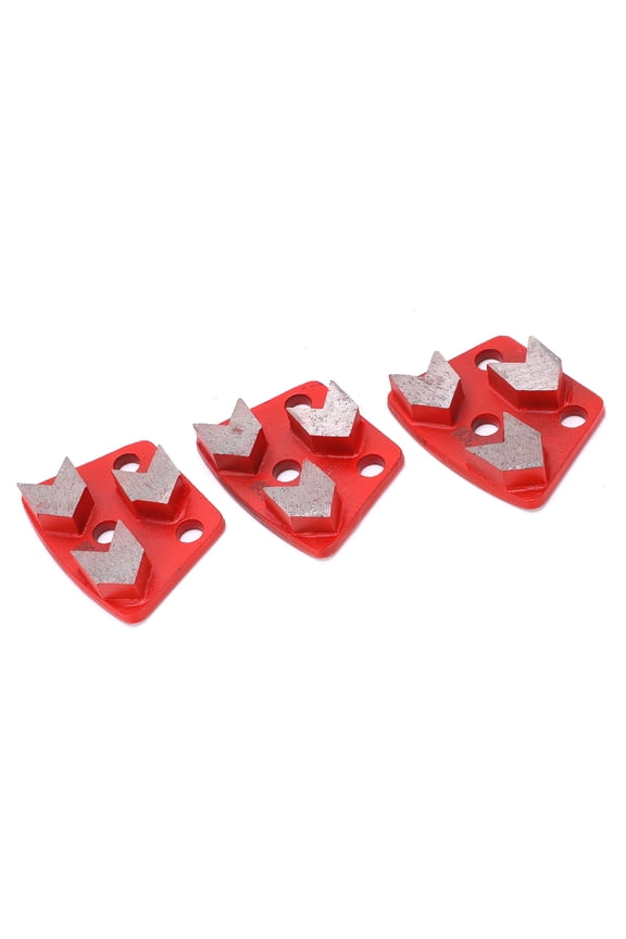 3-Pack Red Trapezoid Grinding Shoes, 30 Grit, 3-Tooth Design for Concrete Floor Aggressive Cutting 3Pcs red