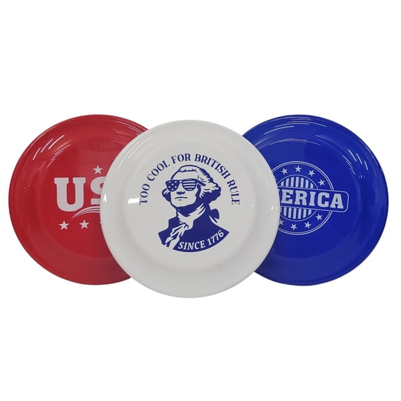 3 Pack Red, White, and Blue Flying Discs Frisbee Flyer Set