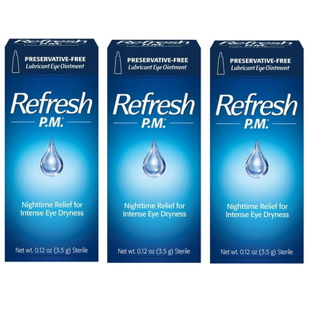 Refresh PM Lubricant Eye Ointment Nighttime Relief For Dry Eye - 3.5 Gm, 3 Pack