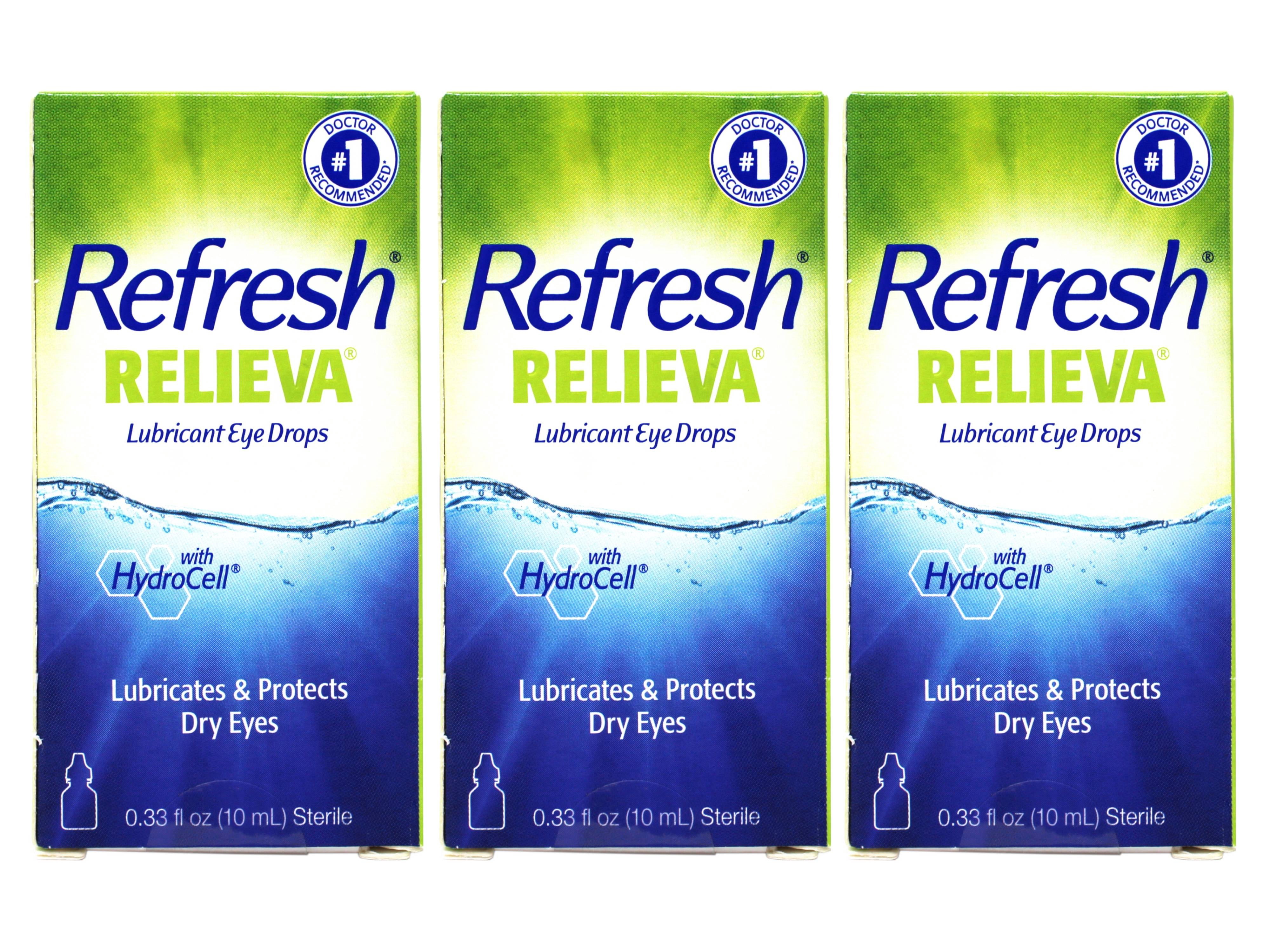 3 Pack - Refresh Relieva Lubricant Eye Drops, Lubricates & Protects Dry Eyes, 0.33 FL OZ