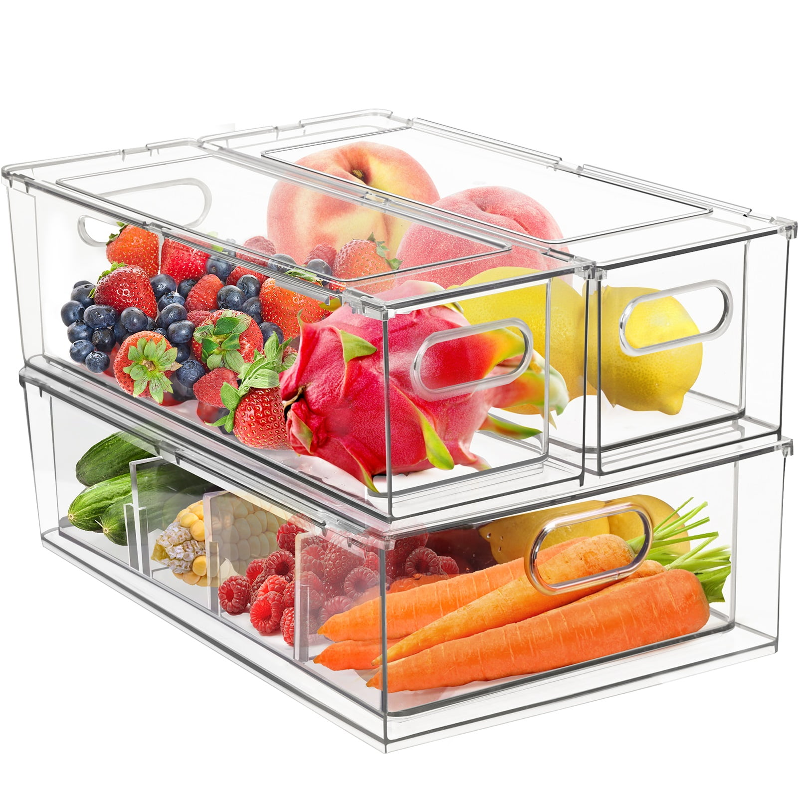 Drawers - Clear Plastic Stackable Pull-Out Refrigerator Organizer Bins -  Food Storage Containers for Kitchen, Refrigerator, Free - AliExpress