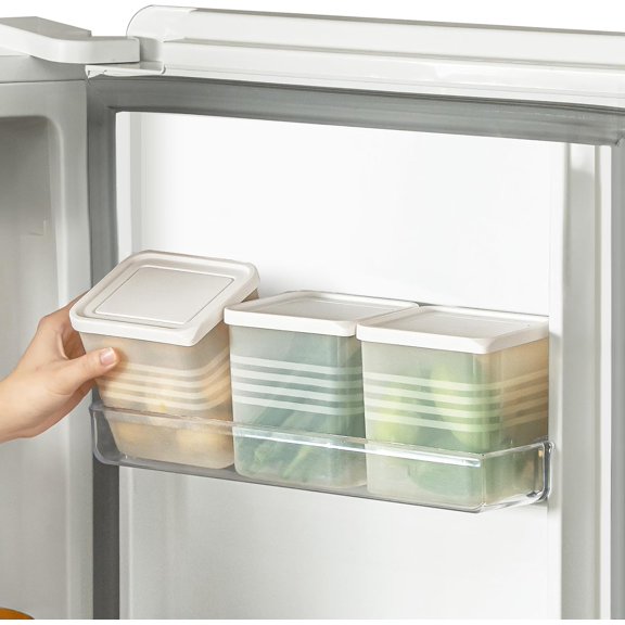 3 Pack Refrigerator Organizer Boxes, Fridge Side Door Storage Containers with Lid, Stackable Food Storage Organizer for Kitchen, Refrigerator (Translucent)