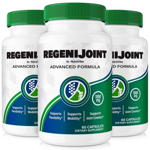 (3 Pack) RegeniJoint Capsules Natural Joint Support Formula for Flexibility, Mobility & Confidence in Movement | Daily Formula for Comfort, Recovery & Active Lifestyle (180 Capsules)