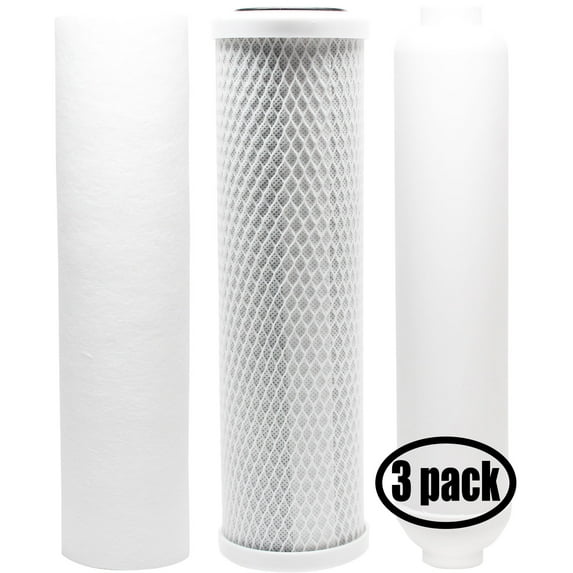 3-Pack Replacement for Filter Kit for OmniFIlter RO2050 RO System - Includes Carbon Block Filter, PP Sediment Filter & Inline Filter Cartridge - Denali Pure Brand