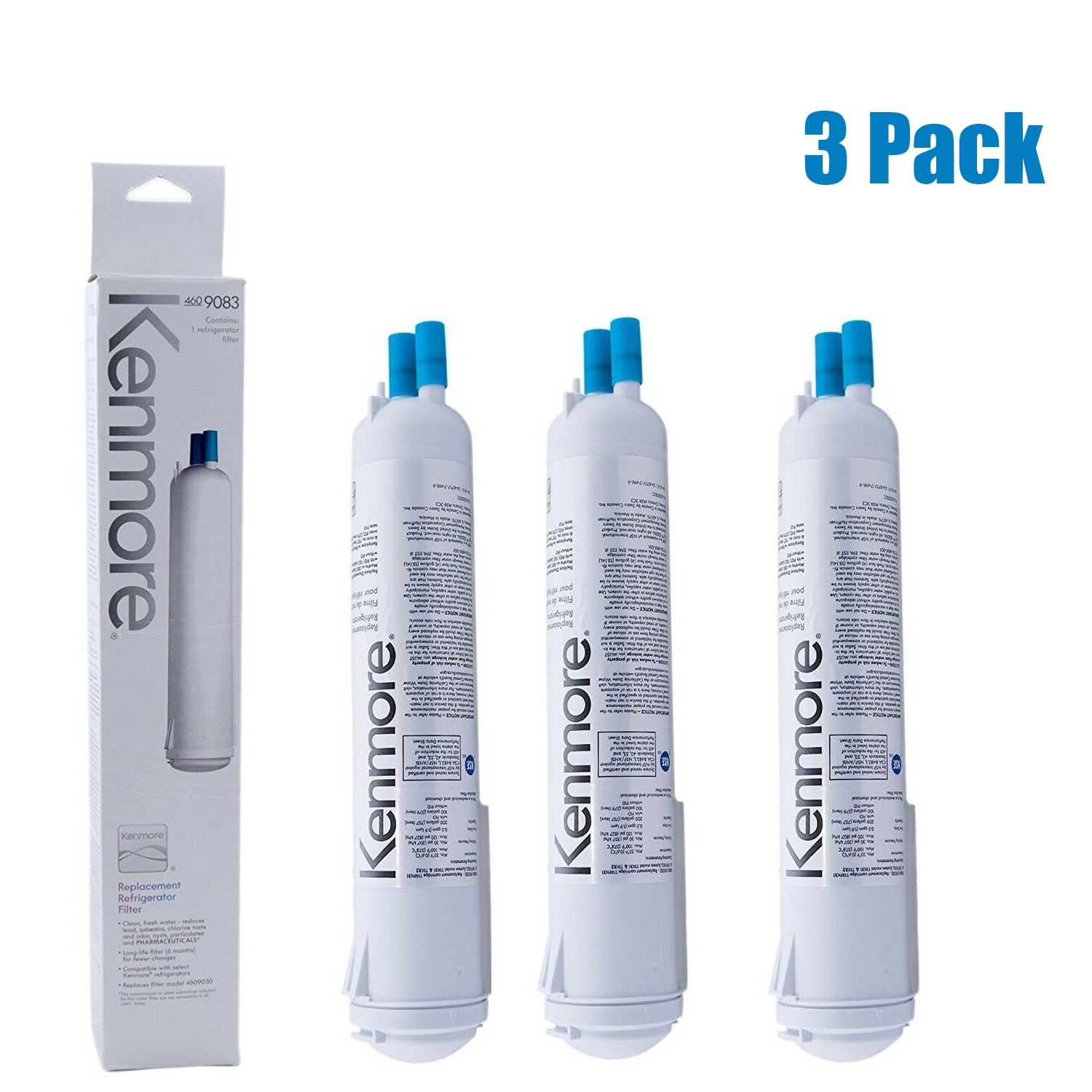 3 Pack Replacement For Kenmore 9083 Refrigerator Water Filter Fit