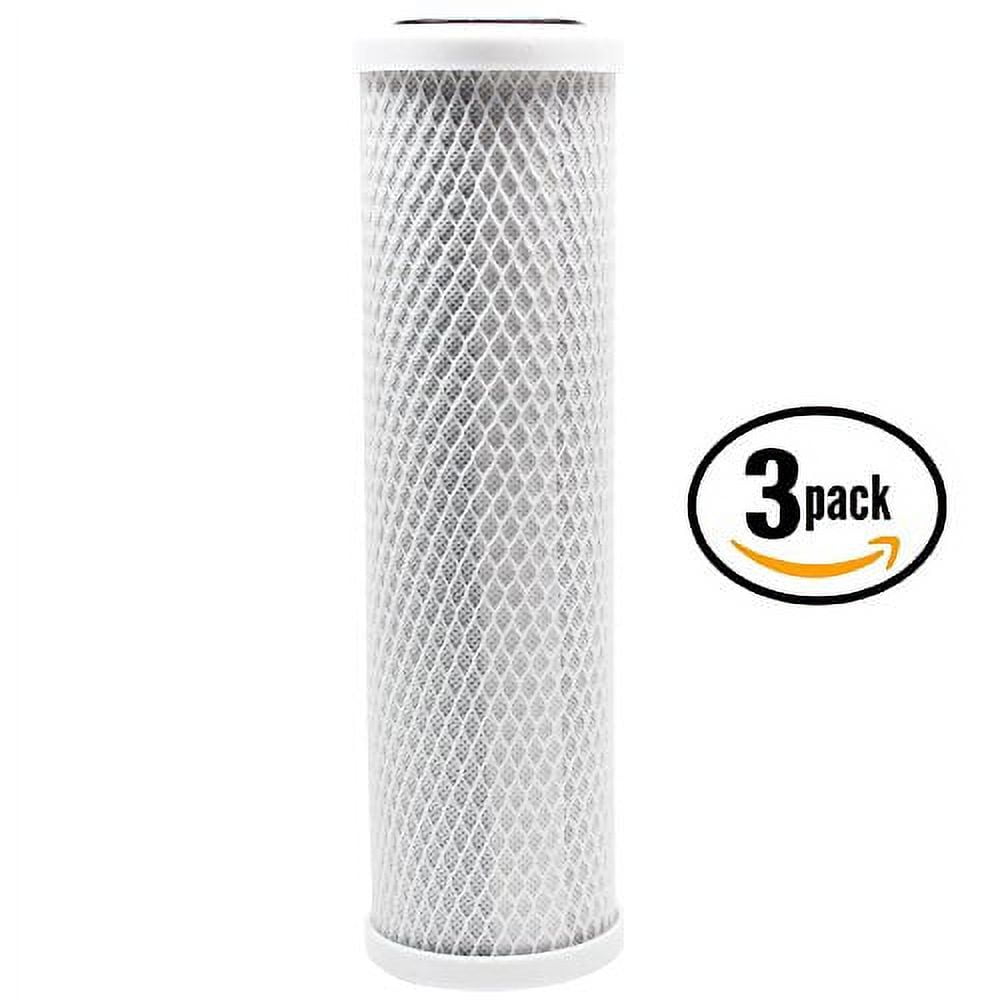 3-Pack Replacement Krystal Pure KR15 Activated Carbon Block Filter - Universal 10 inch Filter for Krystal Pure Under Sink Filtration System by CFS