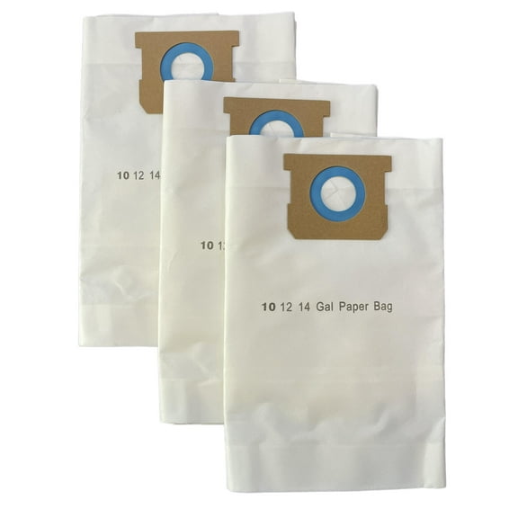 3 Pack Replacement Shop-Vac 90662, Disposable Collection Filter Bags, Fits 10-14 Gallon Tanks, (3-Pack) VF2005; Type F 90662 9066233; Type I 90672 9067233