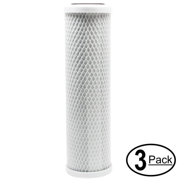 3-Pack Replacement for iSpring RCC7 Activated Carbon Block Filter - Universal 10 inch Filter for iSpring 123Filter 5-Stage 75GPD REVERSE OSMOSIS SYSTEM - Denali Pure Brand
