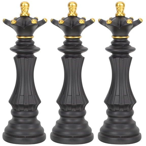 3 Pack Resin Chess for Home Bookshelf Status Birthday Decoration Stylish Office Black