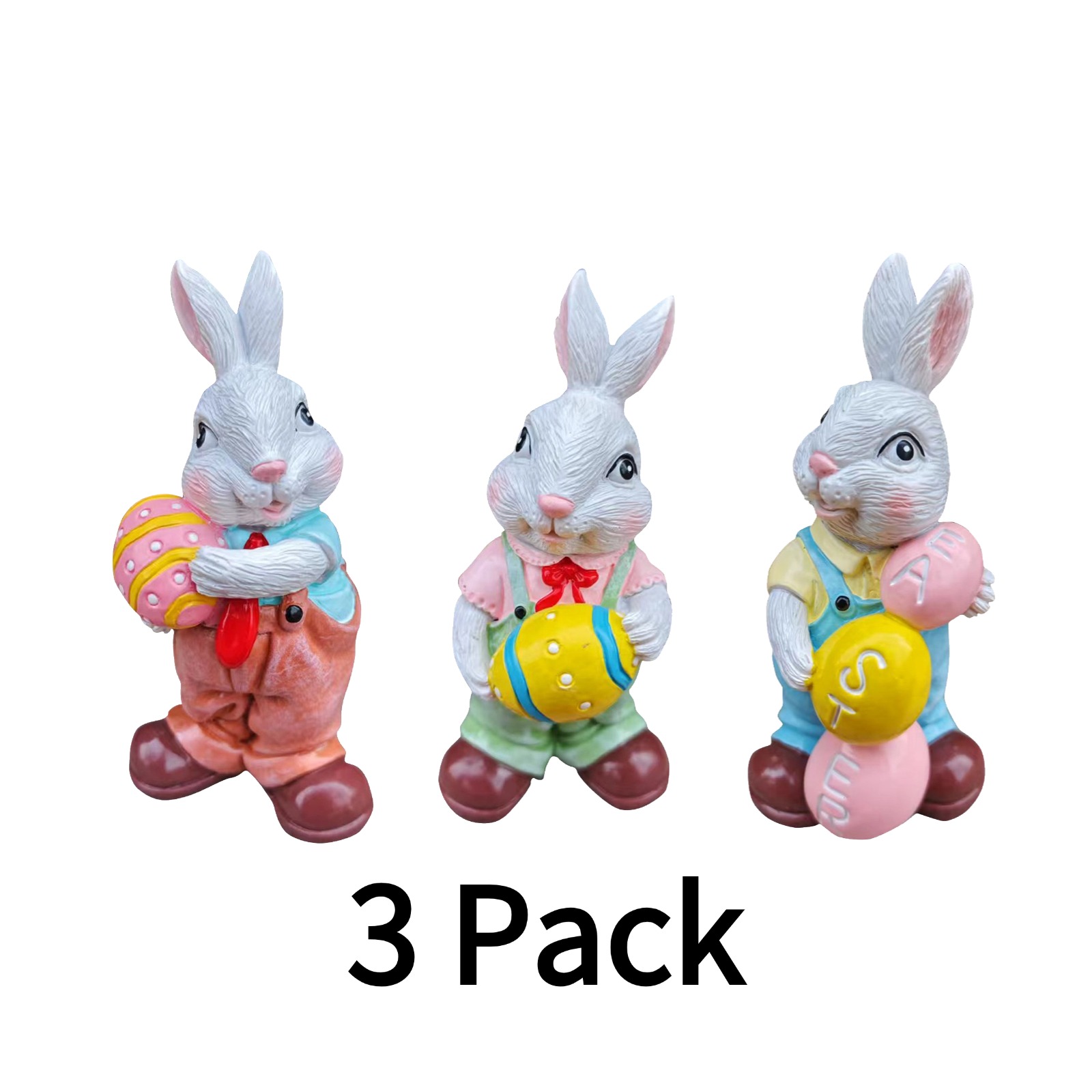 3 Pack Resin Rabbit Garden Statue 4.7
