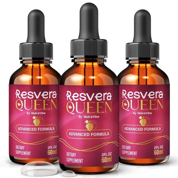 (3 Pack) Resvera Queen Drops  Daily Liquid Formula with a Clean, Natural Blend to Support Natural Flow, Balanced Levels & Healthy Circulation | Convenient for Consistent Use (90 Servings)