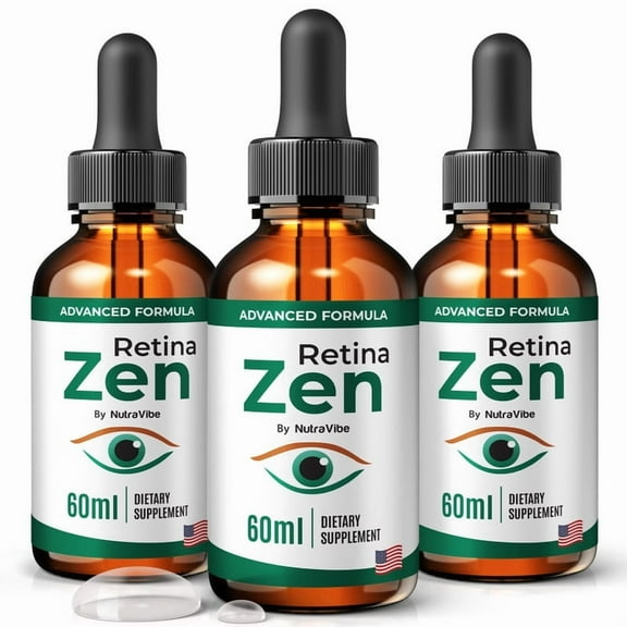 (3 Pack) RetinaZen Drops – Daily Eye Care Formula with Original Blend to Support Visual Wellness, Eye Comfort & Healthy Vision |Easy-to-Use Liquid for Everyday Use (90 Servings)