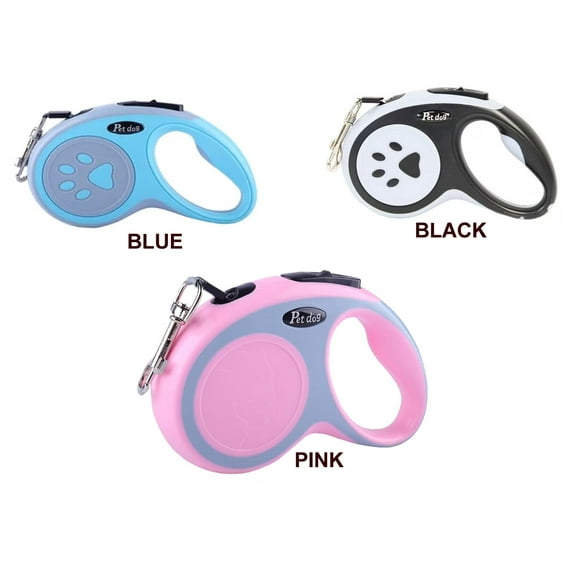3 Pack Retractable Dog Leash with Paw Print Locking System – Heavy-Duty, Tangle-Free Extendable Lead for Small, Medium, and Large Dogs, Compatible with Standard Leash Clips.