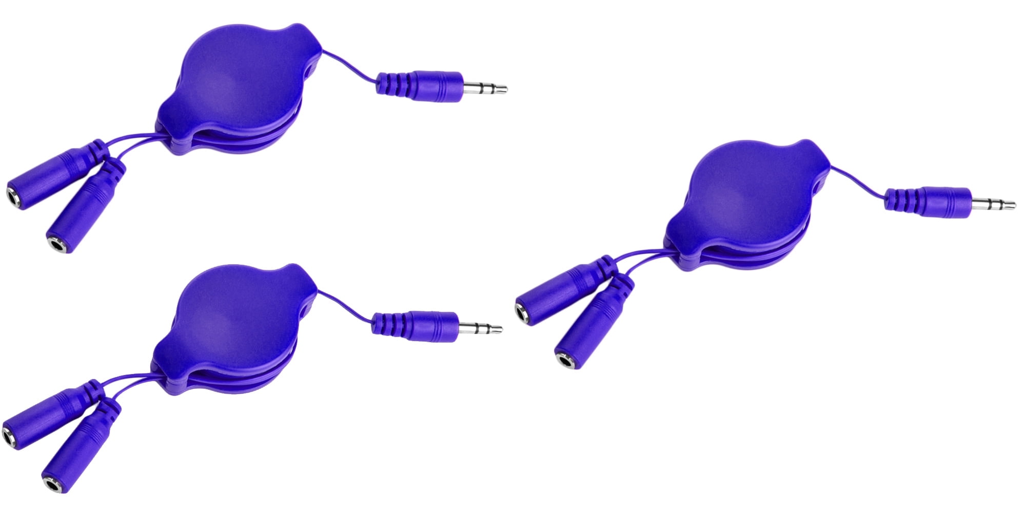 3-Pack Retractable Headphone Splitters – Dual 3.5mm Audio Sharing Cable ...