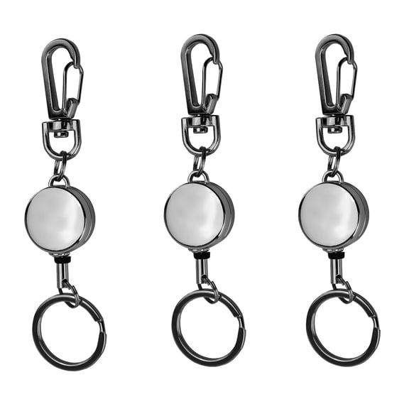 3 Pack Retractable Keychain , Retractable Badge Holder, Badge Reel For Id Card Holders, Id Card Holder （Black）