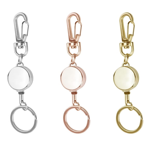 3 Pack Retractable Keychain , Retractable Badge Holder, Badge Reel for Id Card Holders, Id Card Holder (Sliver,Rose Gold,Gold)