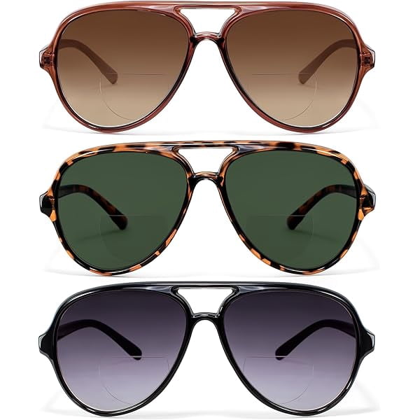 3 Pack Retro Aviator Bifocal Reading Sunglasses for Women  display picture 1