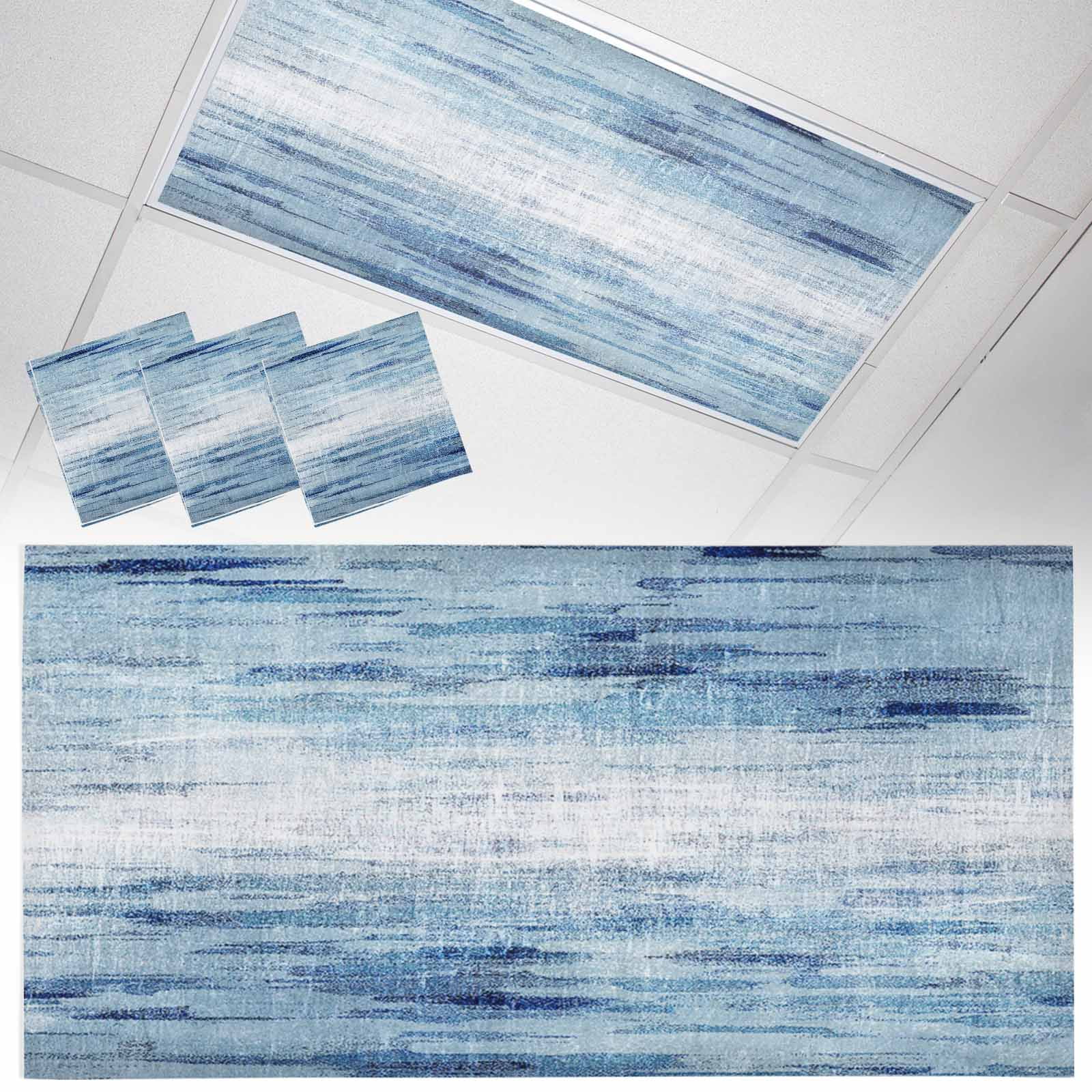 3 Pack Retro Blue Fluorescent Light Covers for Ceiling Lights Texture ...