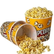 3 Pack Retro Style Plastic Popcorn Boxes Containers Bucket for Movie Night 7.1" Tall x 7.1" Top Diameter