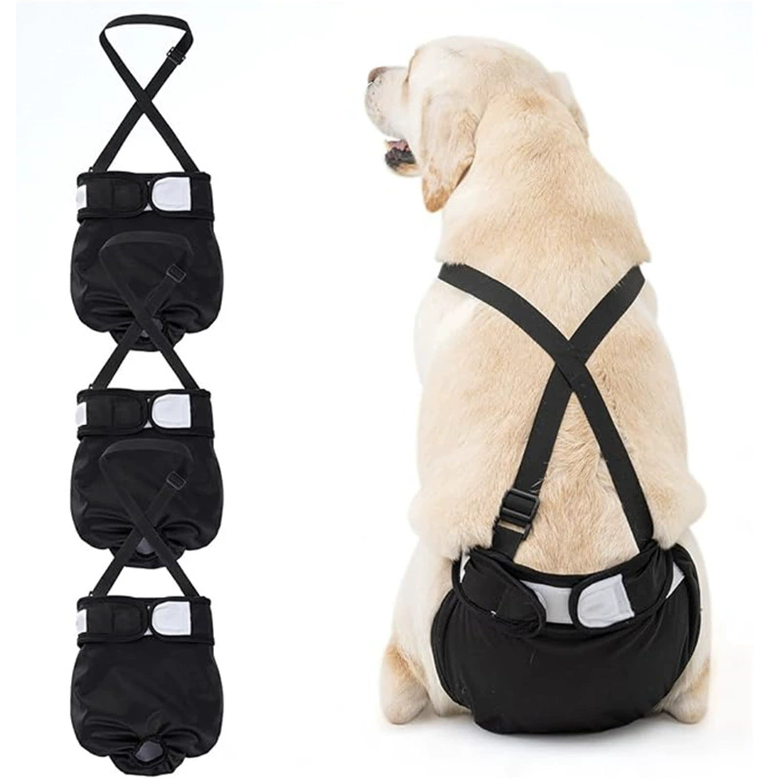 3 Pack Reusable Absorbent Leakproof Dog Diaper for Female Dogs in Heat Cycle Breathable Anti Side and Back Leakage