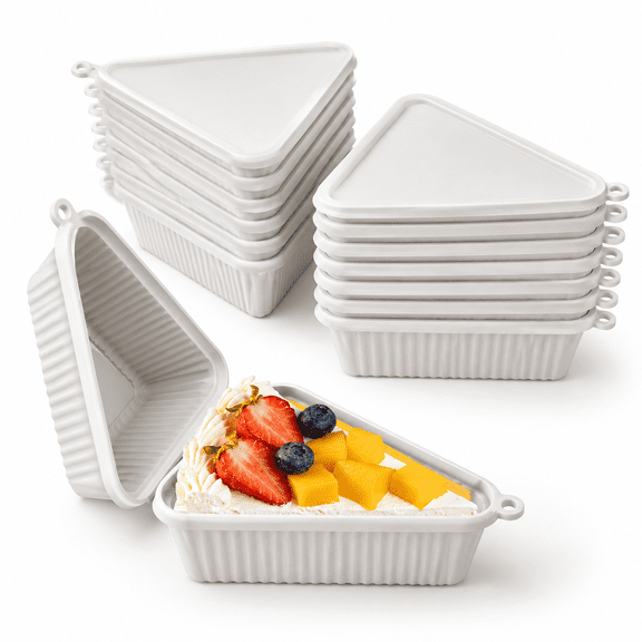 3 Pack Reusable Cake Slice Containers - Individual Triangular Cheesecake Box With Sesnap-tight Lid 3 Colors Portable Food Storfor