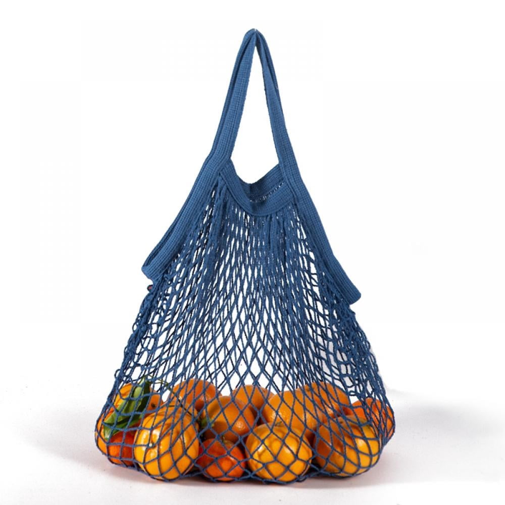3 Pack Reusable Cotton String Shopping Bags Washable Grocery Mesh Bags Organizer for Grocery Shopping Produce Net Bags with Short Handle for Fruit Vegetable Storage