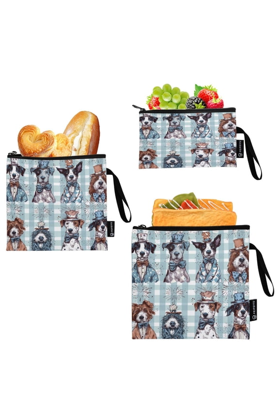 3 Pack Reusable Food Storage Bags Eco-Friendly Food-Grade EVA Film Material Suitable for Lunches Picnics Travel and Work Dogs Dress Up Game