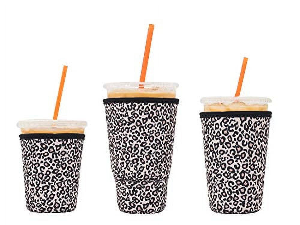 Kpx 3 Pack Iced Coffee Cup Sleeve for Large Sized Cups Reusable Neoprene Iced Coffee Cup Holder for Hot Cold Drinks Compatible with Starbucks Dunkin D