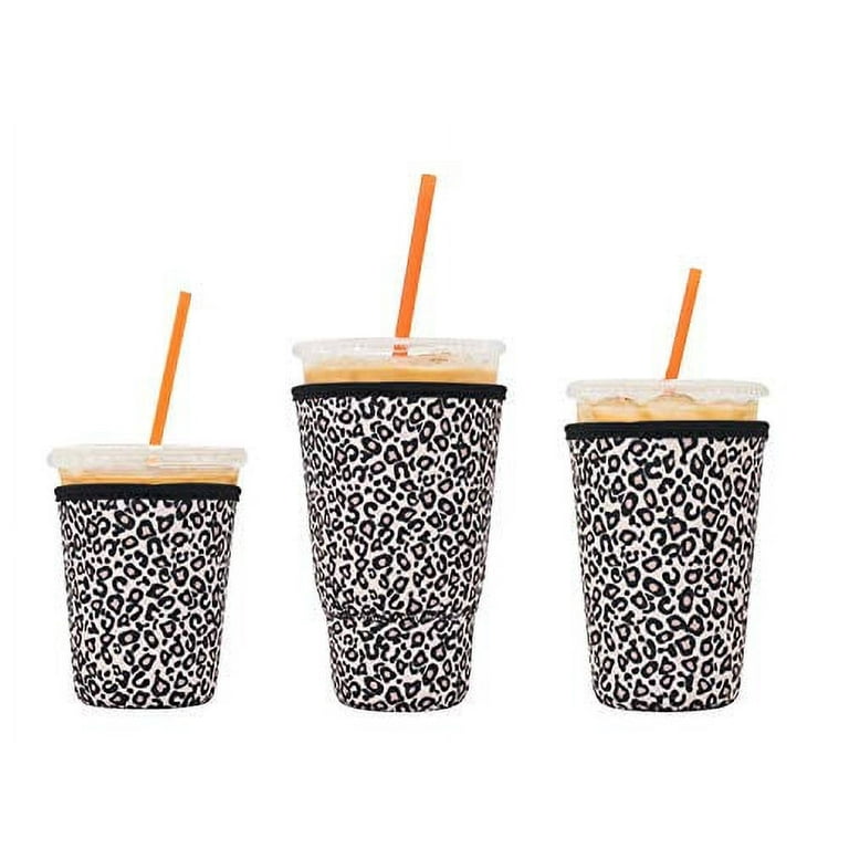 FENSING Reusable Iced Coffee Sleeve for Iced Coffee Cups, 3 Pack Insulator Neoprene Cup Sleeve with Handle for Cold Drinks Beverage Compatible with