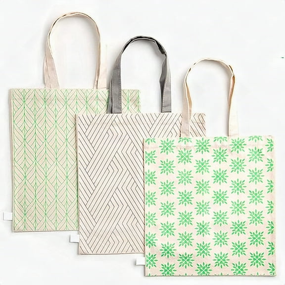 3 Pack Reusable Organic Cotton Tote Style Grocery All Purpose Bags