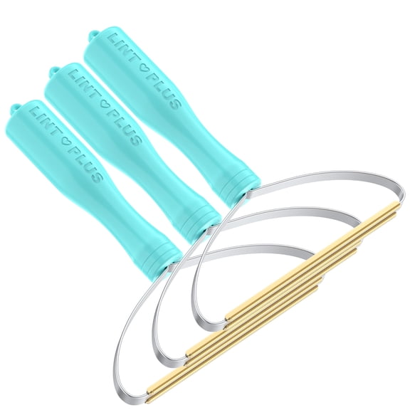 3 Pack Reusable Pet Hair Remover Lint Scraper, Manual Copper Blade Carpet Fur Rake, Portable Lint Cleaner for Couch, Rug, Cat Dog Bed & Upholstery