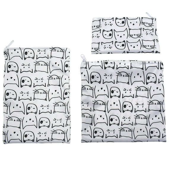 3 Pack - Reusable Sandwich Bags Dishwasher Safe Durable Washable Quick Dry Cloth Baggies - Reusable Snack Bags School Lunches Bags Snack Bags - Sandwich Food Storage Bag