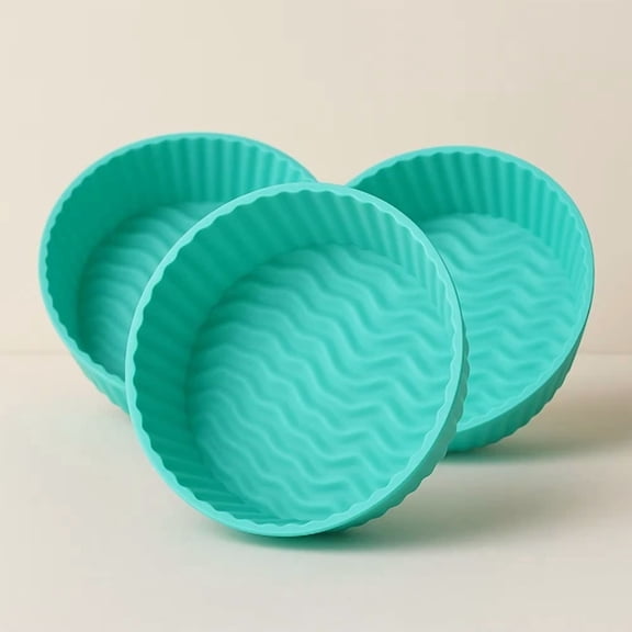 3-Pack Reusable Silicone Air Fryer Liners Nonstick Baskets For 5-7 Qt Fryer Teal