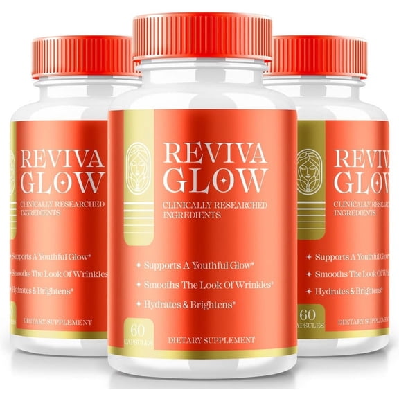 (3 Pack) Reviva Glow Capsules, RevivaGlow To Support Naturally Healthy and Glowing Skin, Extra Strong Supplement to Support Hydration, Revive Glow Reviews (180 Capsules)