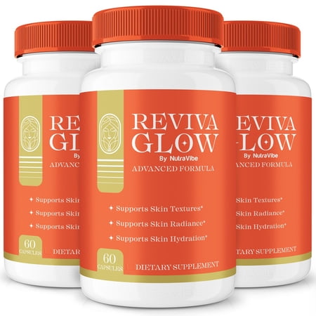 (3 Pack) Reviva Glow Capsules, RevivaGlow To Support Naturally Healthy and Glowing Skin, Extra Strong Supplement to Support Hydration, Revive Glow Reviews (180 Capsules)