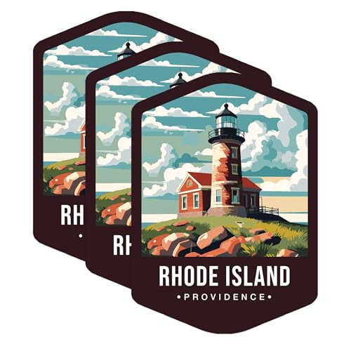 (3 Pack) Rhode Island Decals - Providence Lighthouse - Laptop Decals - 3 Inches On Longest Side - Easy Peel & Apply - Made in USA - 3MCS0380