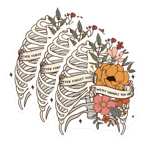 (3 Pack) Rib Cage Floral Decals - Never Forget Wildly Capable Decal ...
