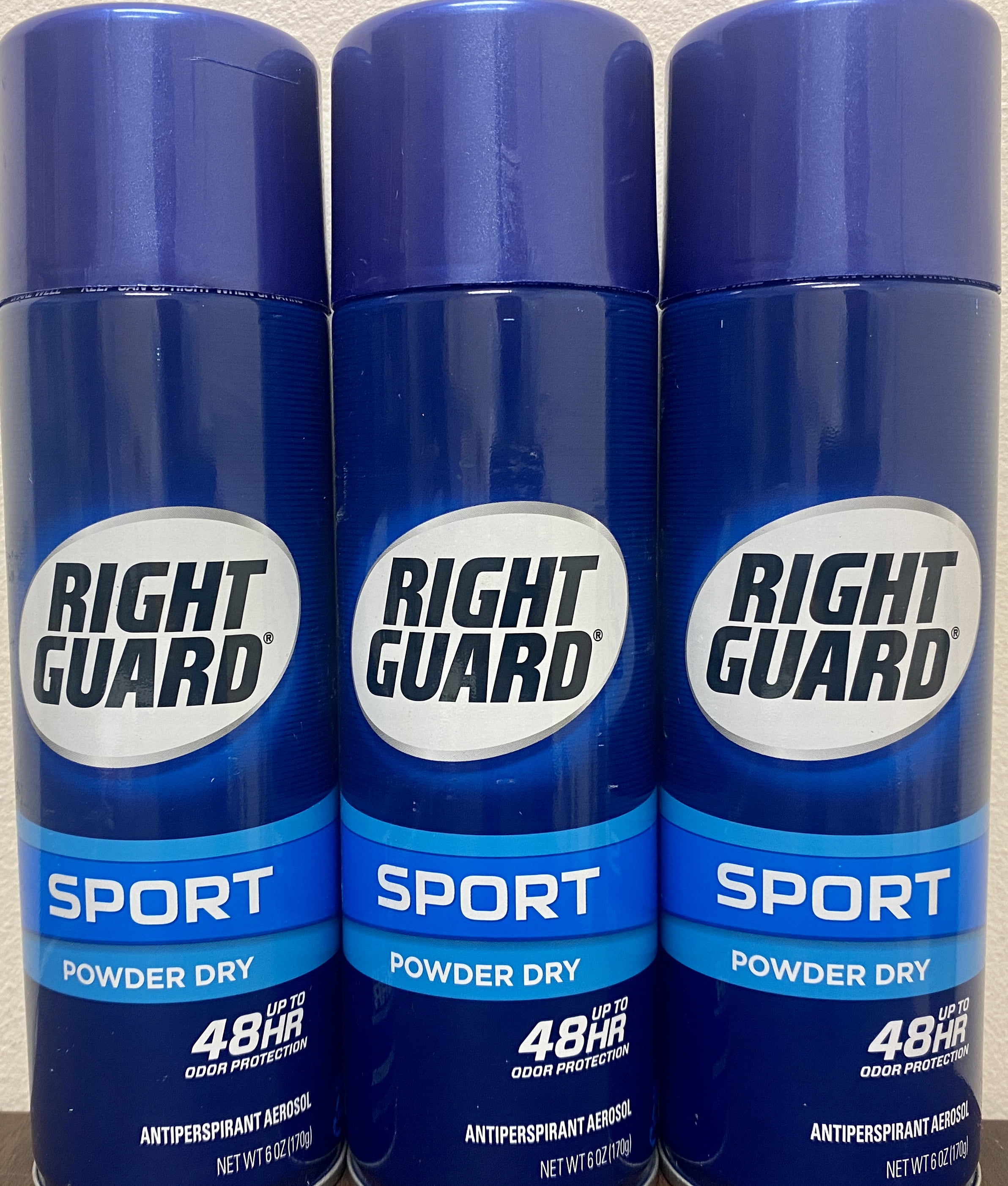 3Pack Right Guard Aerosol Powder Dry Sport 6oz Each Antiperspirant