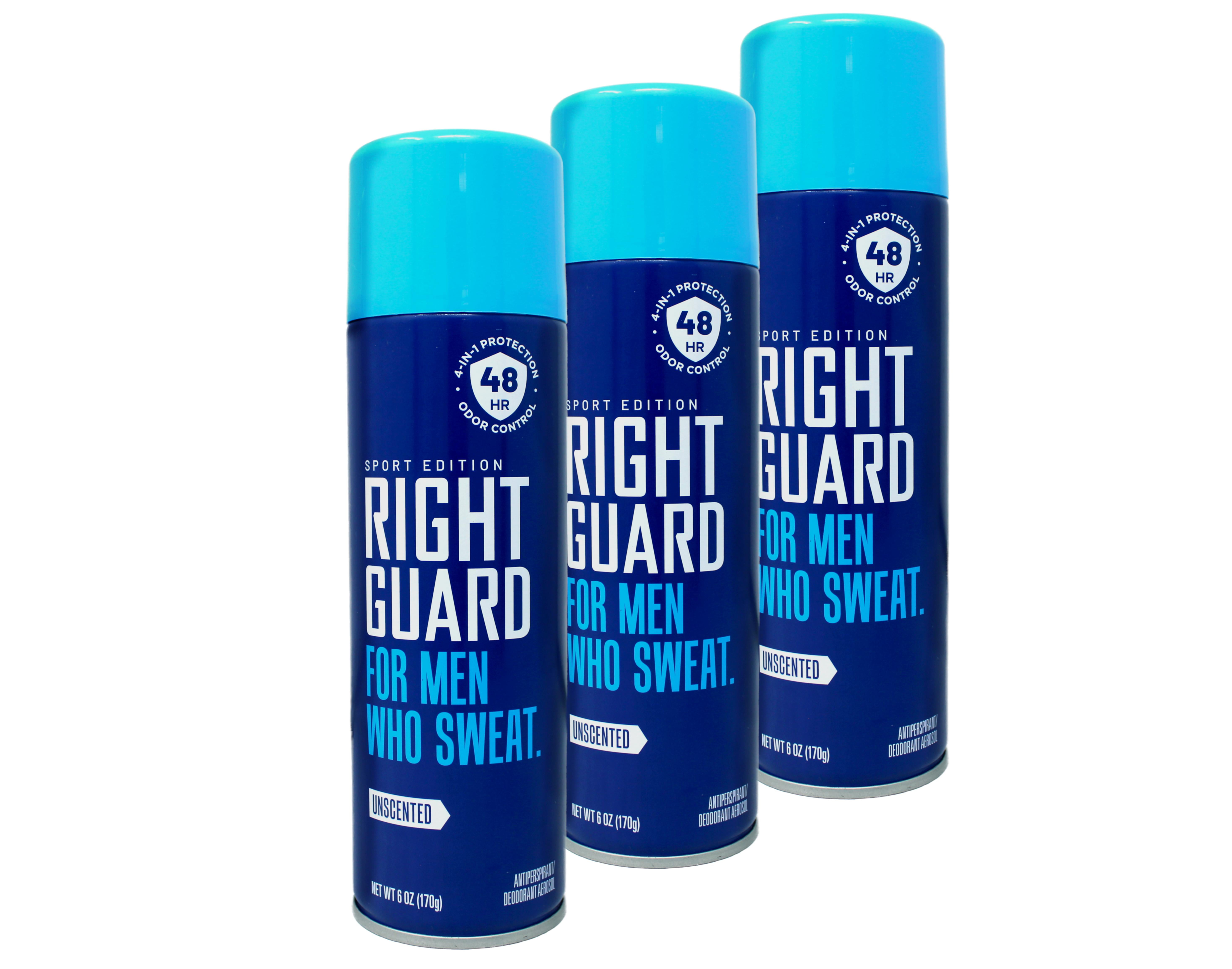 3 Pack Right Guard Sport Anti Perspirant Deodorant Spray Unscented 6oz Each