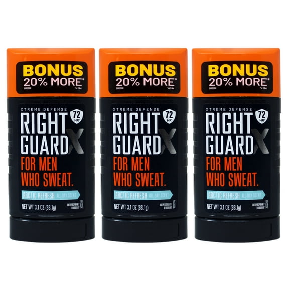 3 Pack - Right Guard Xtreme Defense Antiperspirant & Deodorant for Men Who Sweat, 72 HR, Arctic Refresh All-Day Scent, 3.1oz