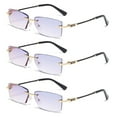 thumbnail image 1 of 3 Pack Rimless Mens Tinted Reading Glasses Blue Light Blocking Rectangle Readers, 1 of 5