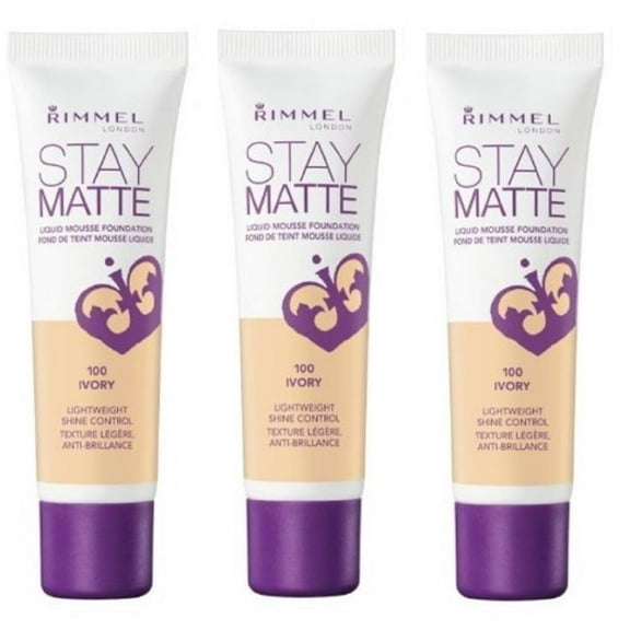 (3 Pack) Rimmel London,Stay Matte, Liquid Mousse Foundation,Ivory.1 Fl. Oz