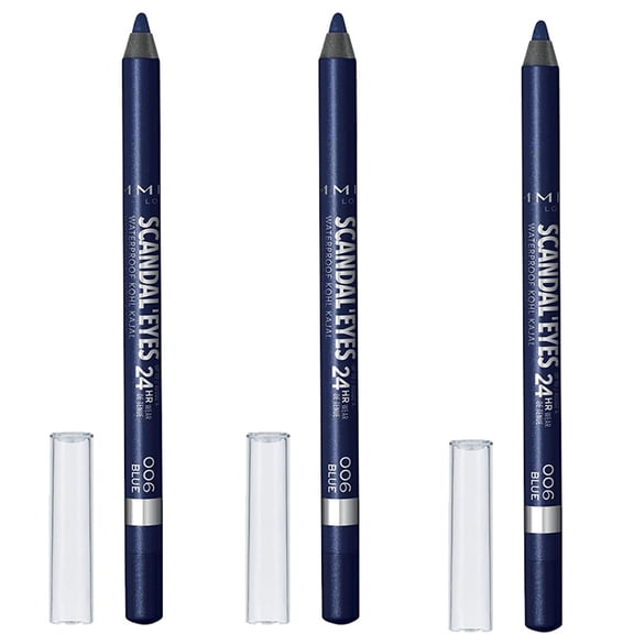 (3 Pack) Rimmel Scandaleyes Waterproof Kohl Kajal Liner, 006 Deep Blue, 0.04 Fluid Ounce